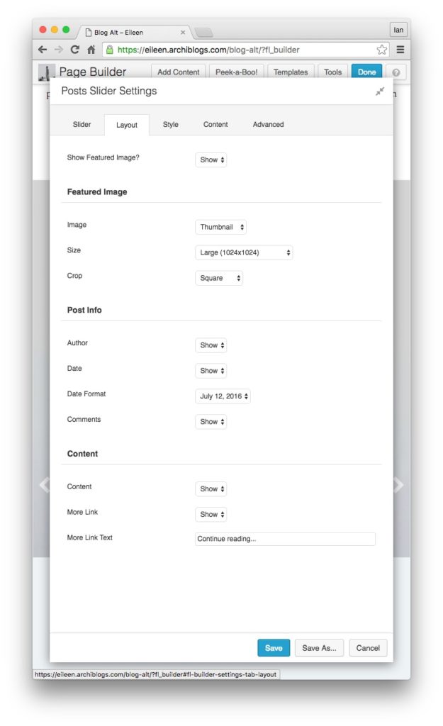 post slider 5 layout settings