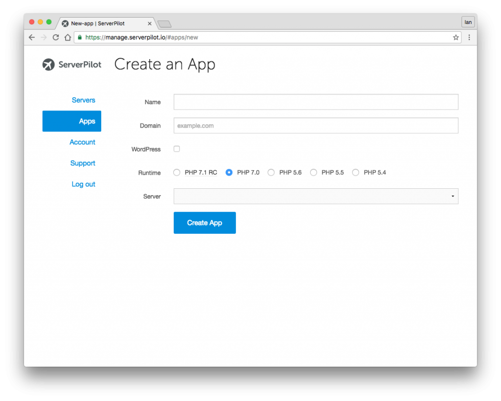 serverpilot-create-app