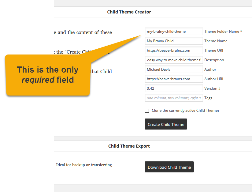 The child theme creator